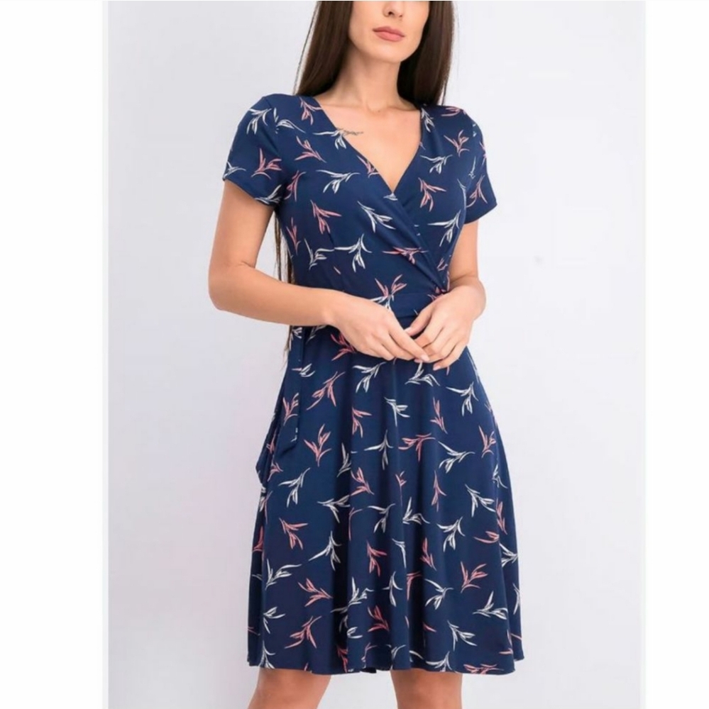 NWT Stitch Fix Kaileigh Arnett Faux Wrap Dress Navy Sz XXL Classic Modest